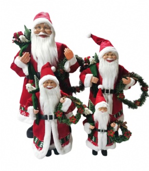 standing santa clause dolls with wreath on hand family set 30cm, 45cm, 60cm, 80cm, 100cm, 120cm