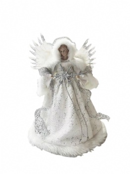Christmas angel figures in white dress with feather wings, tree toppers， size: 30cm, 40cm