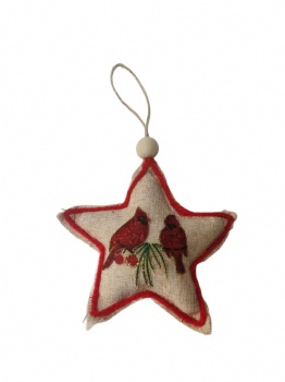 linen christmas pendant suspension christmas tree hanging decorations garlands--with christmas scene printed star shape suspension 14cm