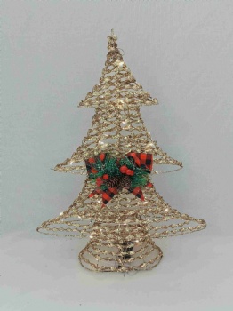 Christmas rattan & plastic decorations: gift boxes, angels, trees, lamps, reindeers figures with LED lights, for indoor and outdoor, with glitter surface, silver or gold or natural or white colors